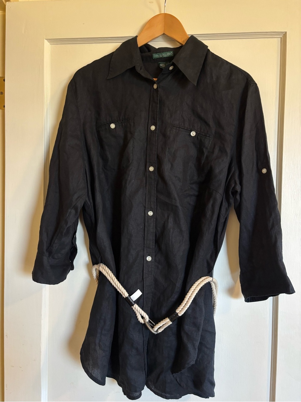 Lauren Jeans Ralph Lauren black linen tunic with rope belt